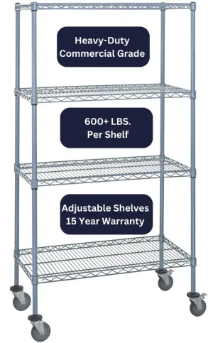 14" x 54" Gray Shelving on Wheels