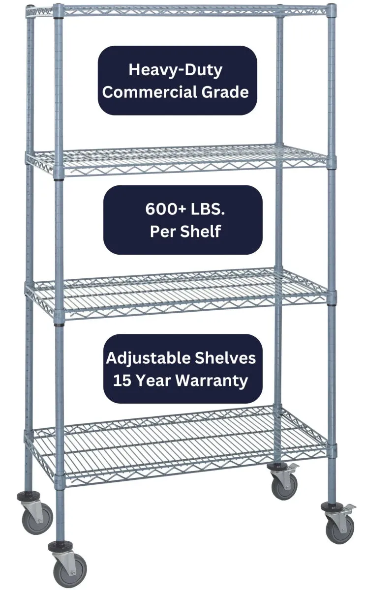 14" x 60" Gray Shelving on Wheels