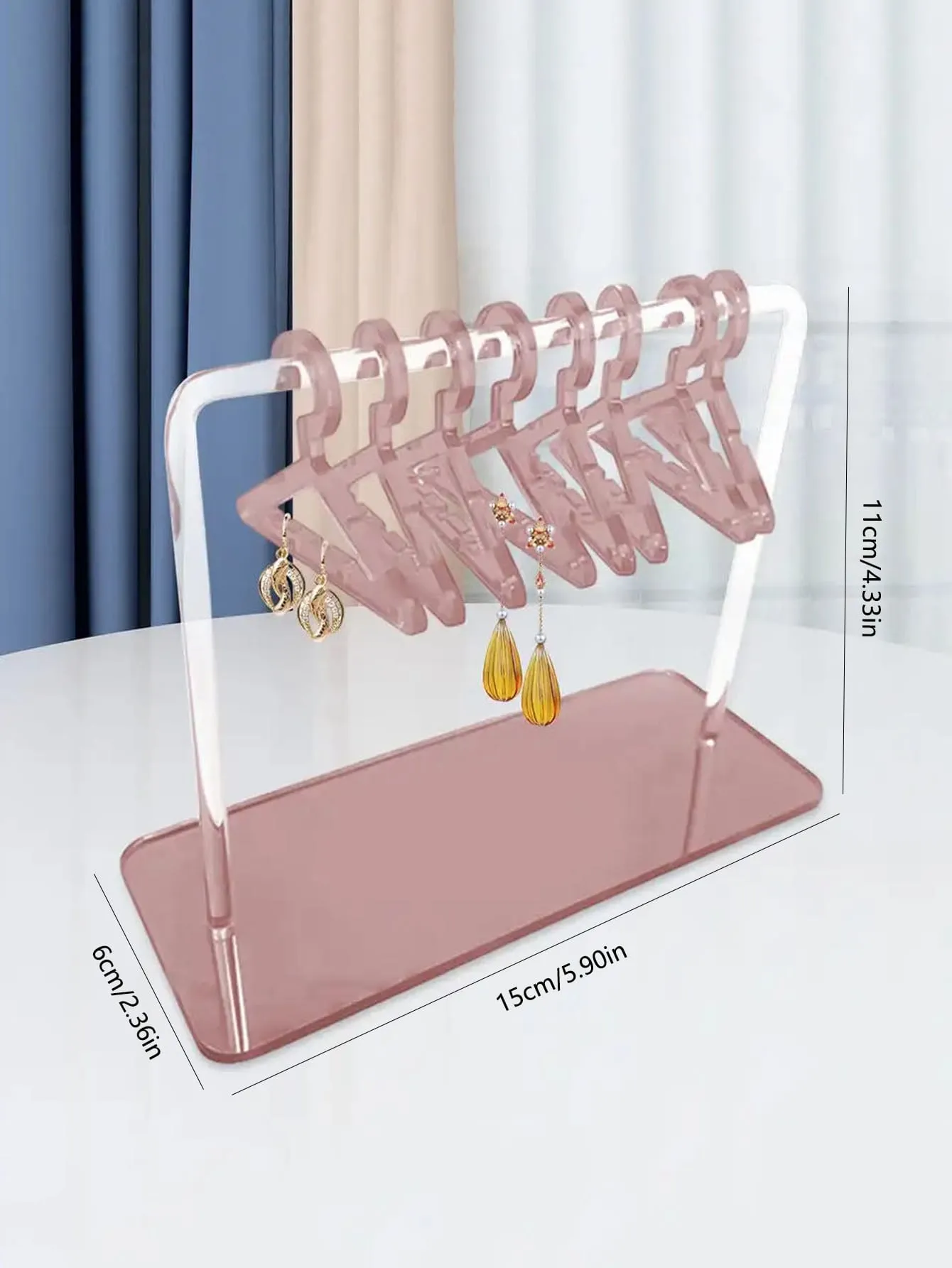 1pc Clear Clothes Hanger Design Jewelry Tower, Simple Plastic Earrings Storage Tower For Desk