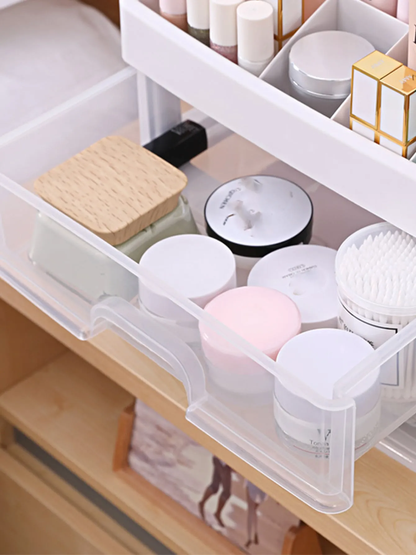 1pc Plastic Cosmetic Storage Box, Multi-layer Multifunction Makeup Storage Rack For Home