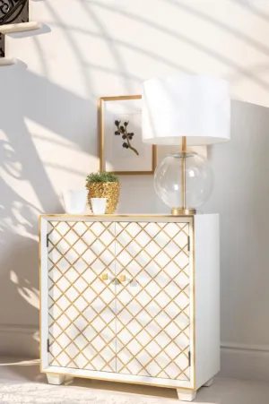 2-door Accent Cabinet White and Gold