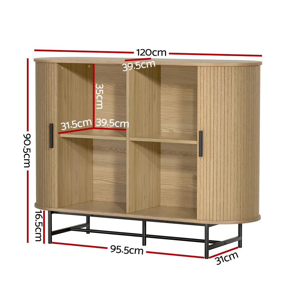 2-Door Oak Buffet Sideboard with Sliding Doors, Artiss