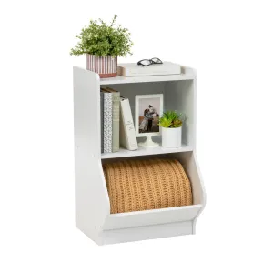 2-Tier Shelf Organizer with Easy Access Angled Cubby - White