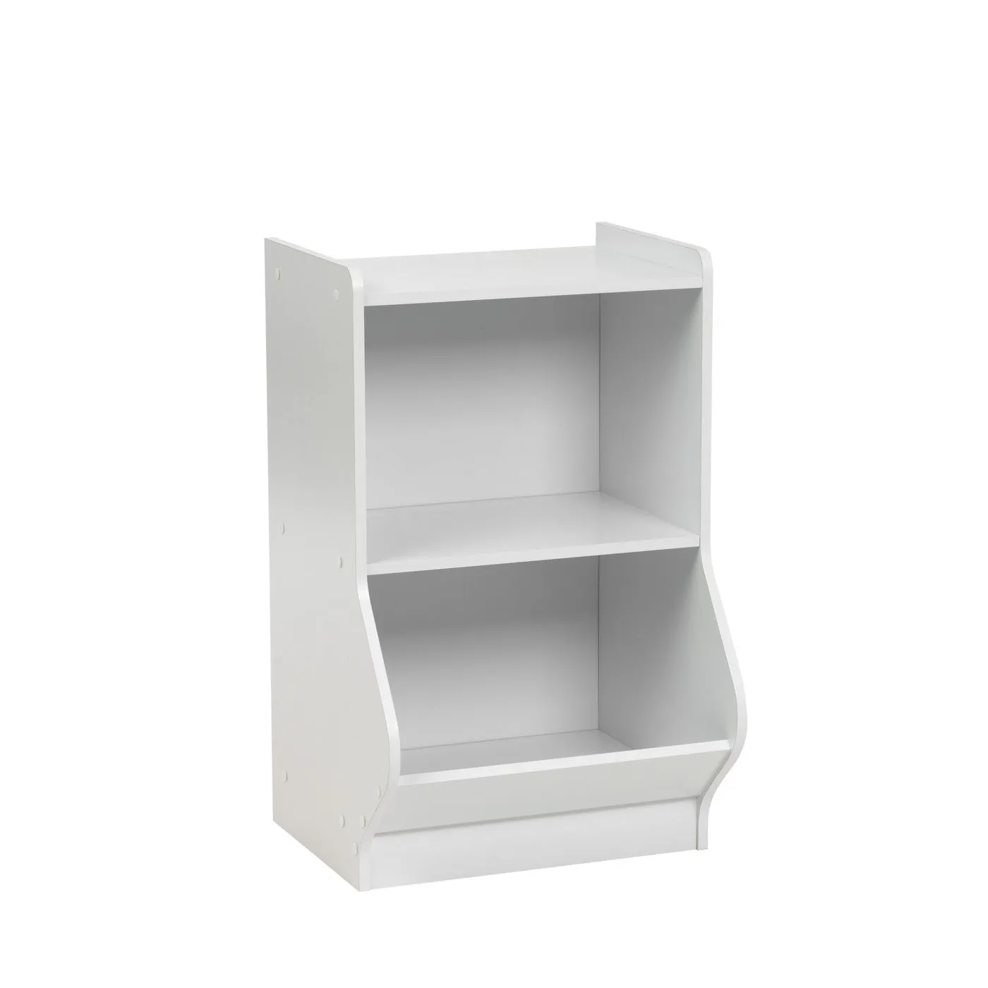 2-Tier Shelf Organizer with Easy Access Angled Cubby - White