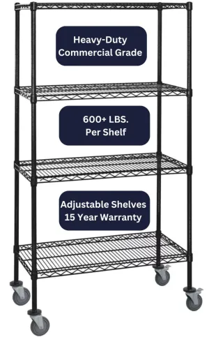 21" x 24" Black Shelving on Wheels