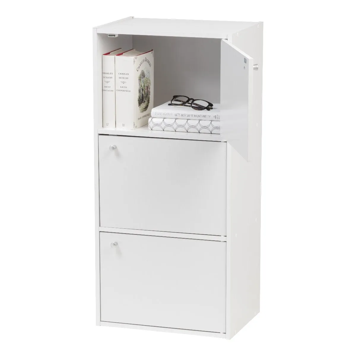 3-Door Wood Storage Shelf, White