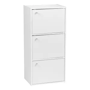 3-Door Wood Storage Shelf, White