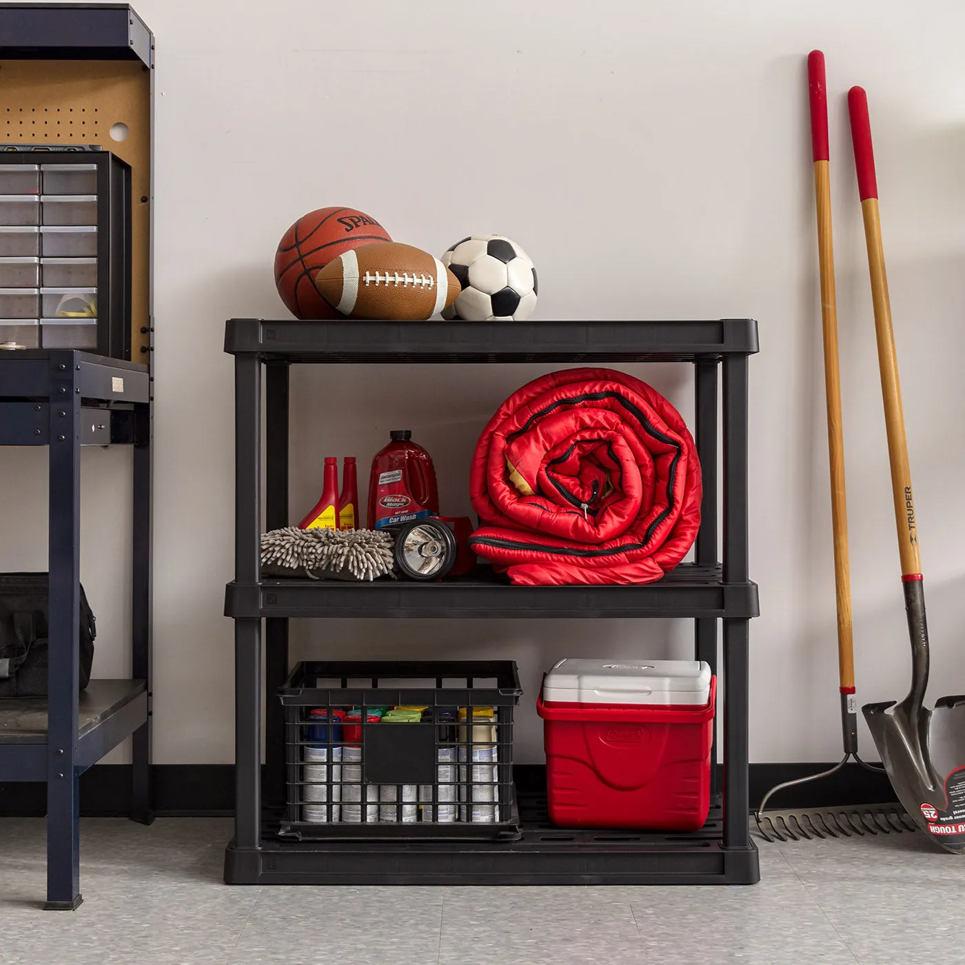 3-Tier Multi-purpose Shelf Display Rack, Utility Rack, Storage Organizer Shelving Unit for Pantry, Closet, Kitchen, Laundry or Garage - Black