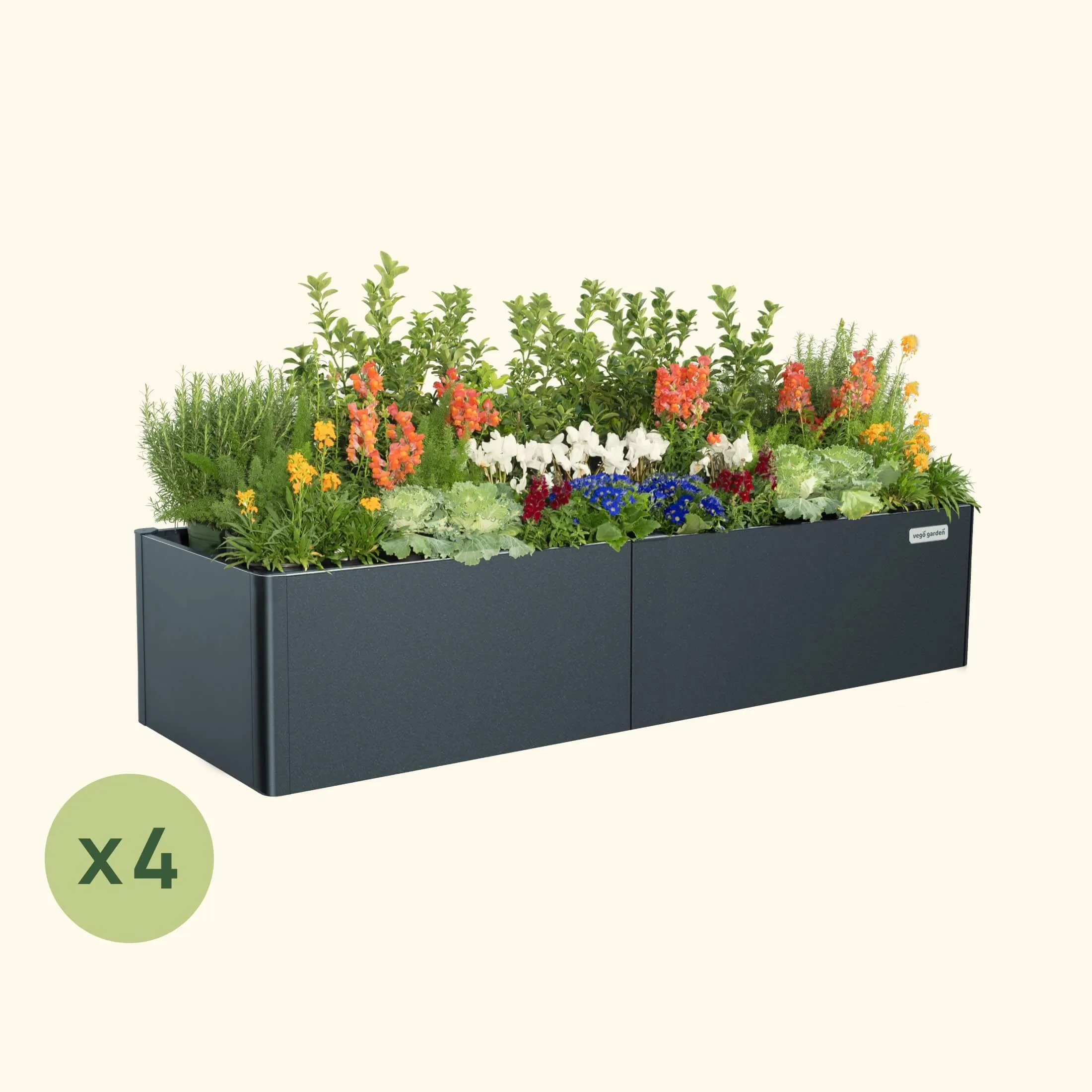 4-Pack 17" Tall Modern 27" x 83" Metal Raised Garden Bed