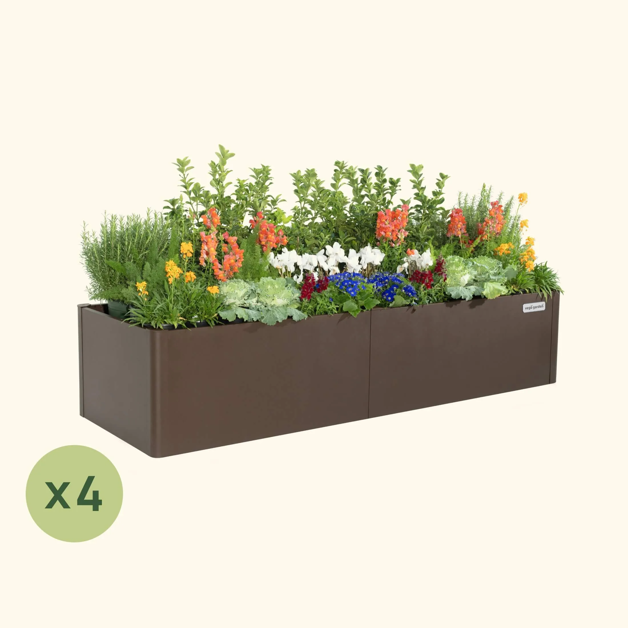 4-Pack 17" Tall Modern 27" x 83" Metal Raised Garden Bed