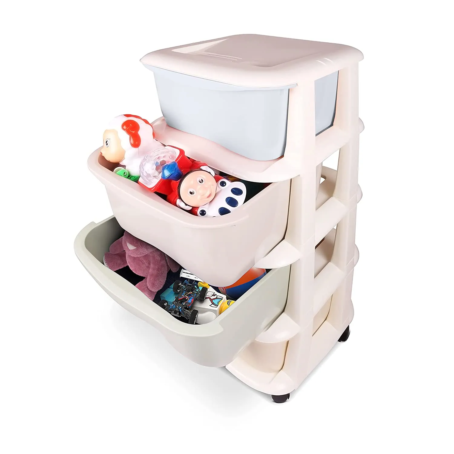 ABOUT SPACE 5 Layer Modular Drawer System - Stand with Removable Racks & Caster Wheels(L 36 x B 36 x H 98cm, Multicolor)