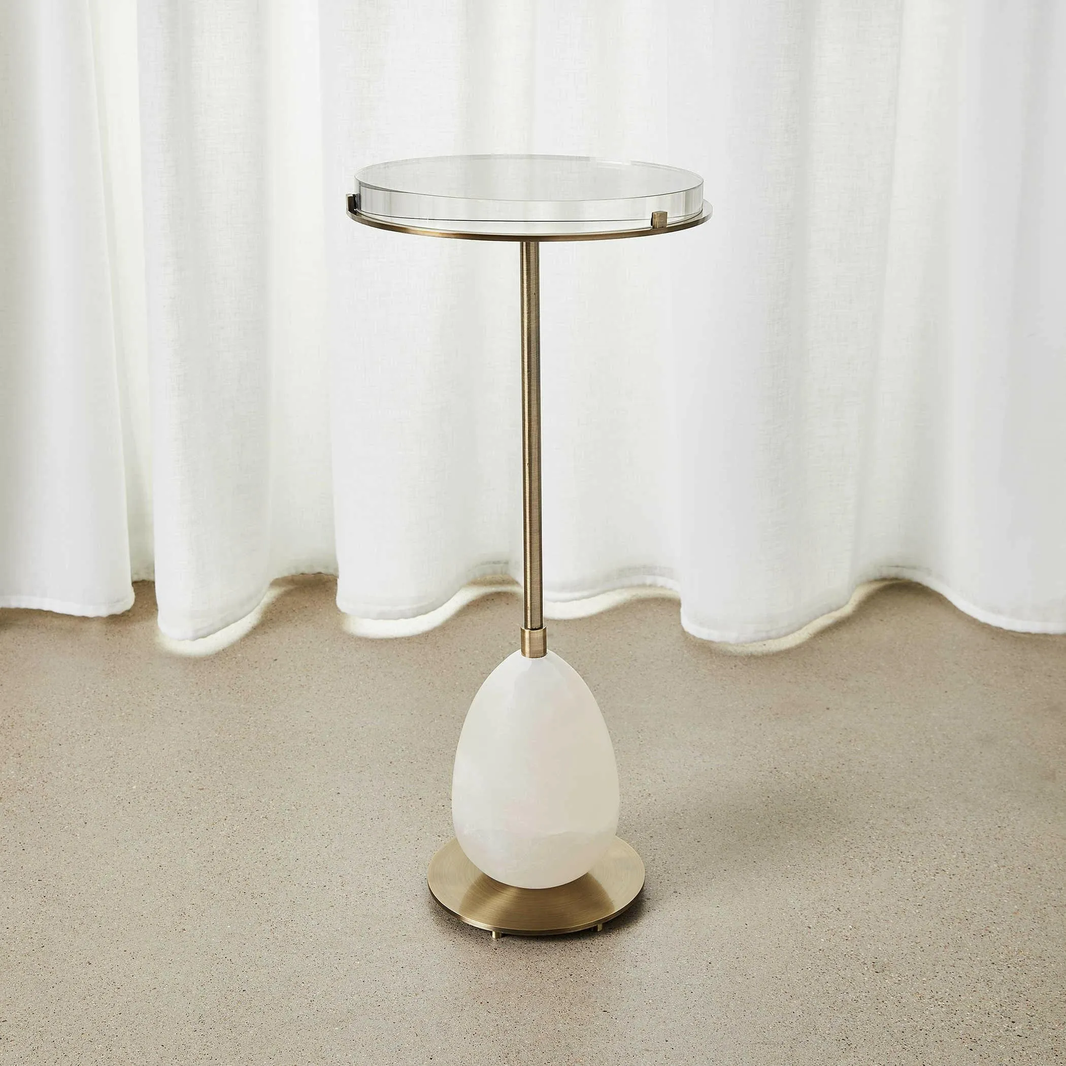 Alabaster Egg Adjustable Accent Table