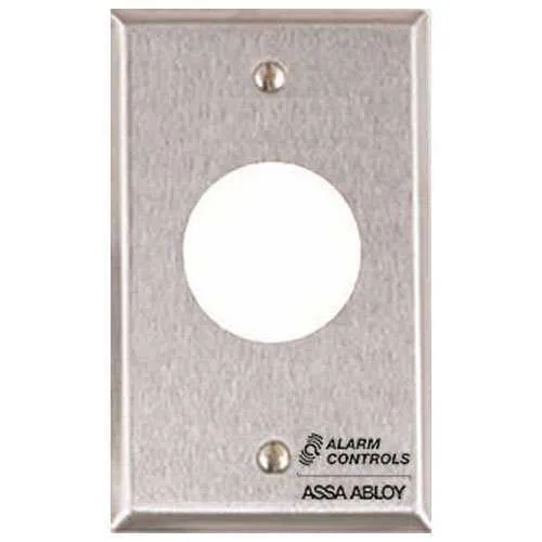 Alarm Controls RP-23 Remote Wall Plate with Hole for Piezo Sounders and Buzzers, Single Gang, Satin Stainless Steel