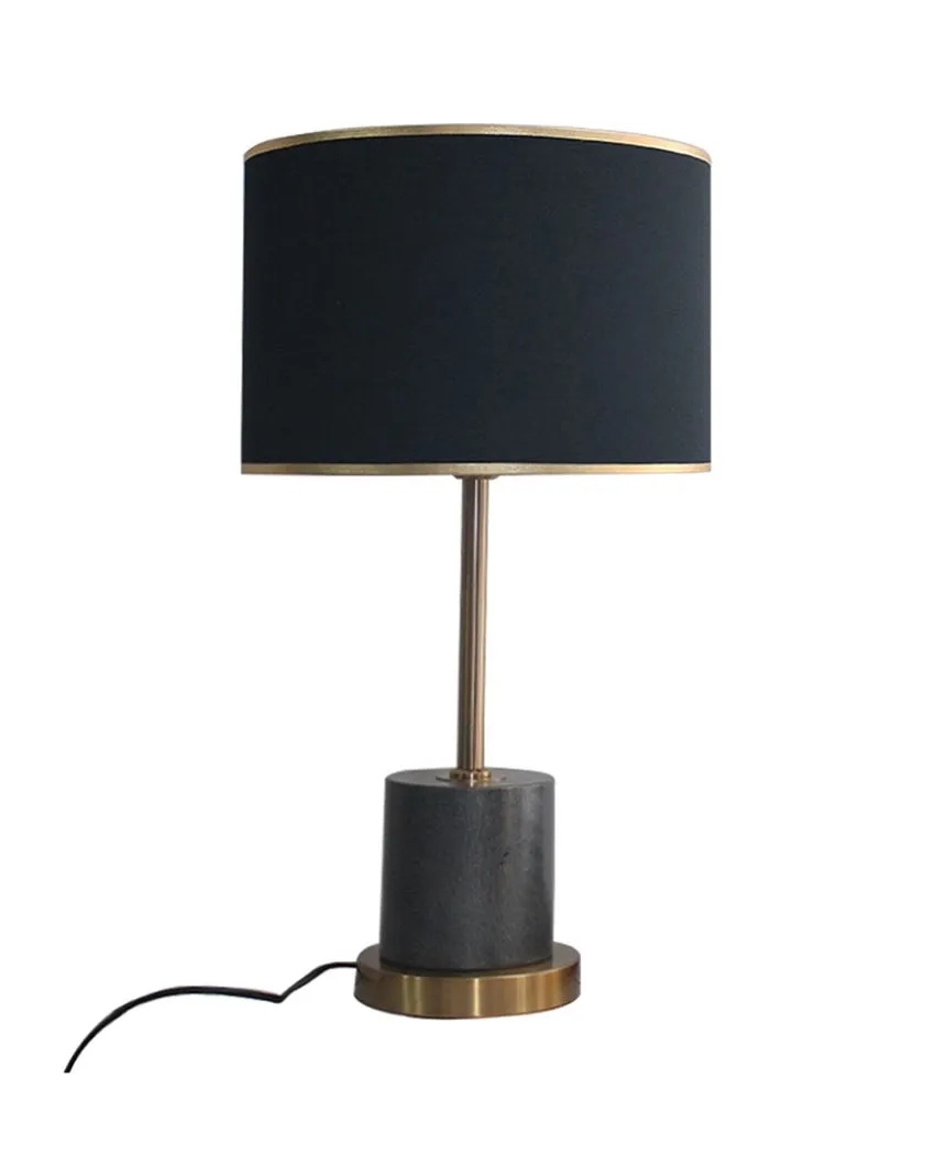 Antique Dark Finish Metal Table Lamp With Marble Base Design