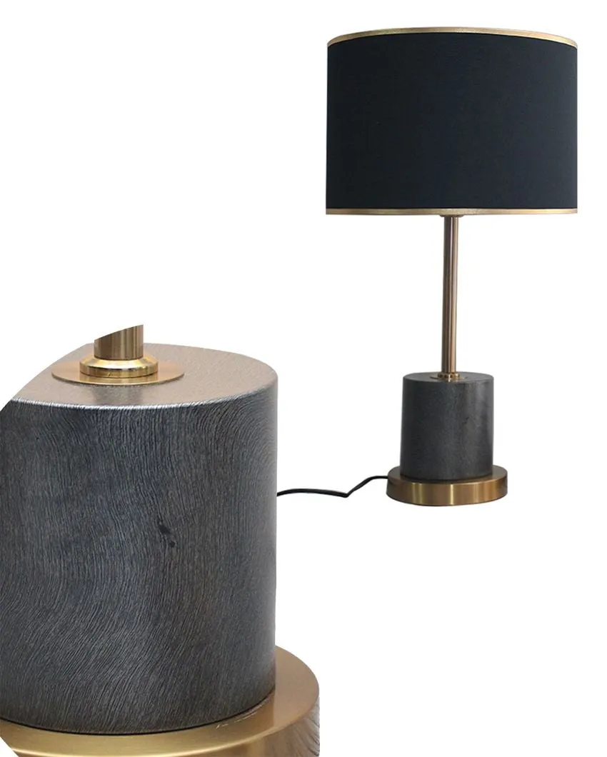 Antique Dark Finish Metal Table Lamp With Marble Base Design