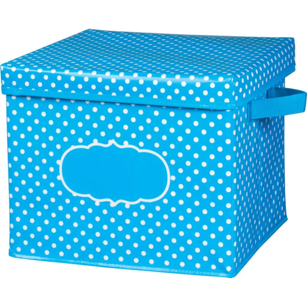 Aqua Polka Dots Storage Box 12X13X10.2In