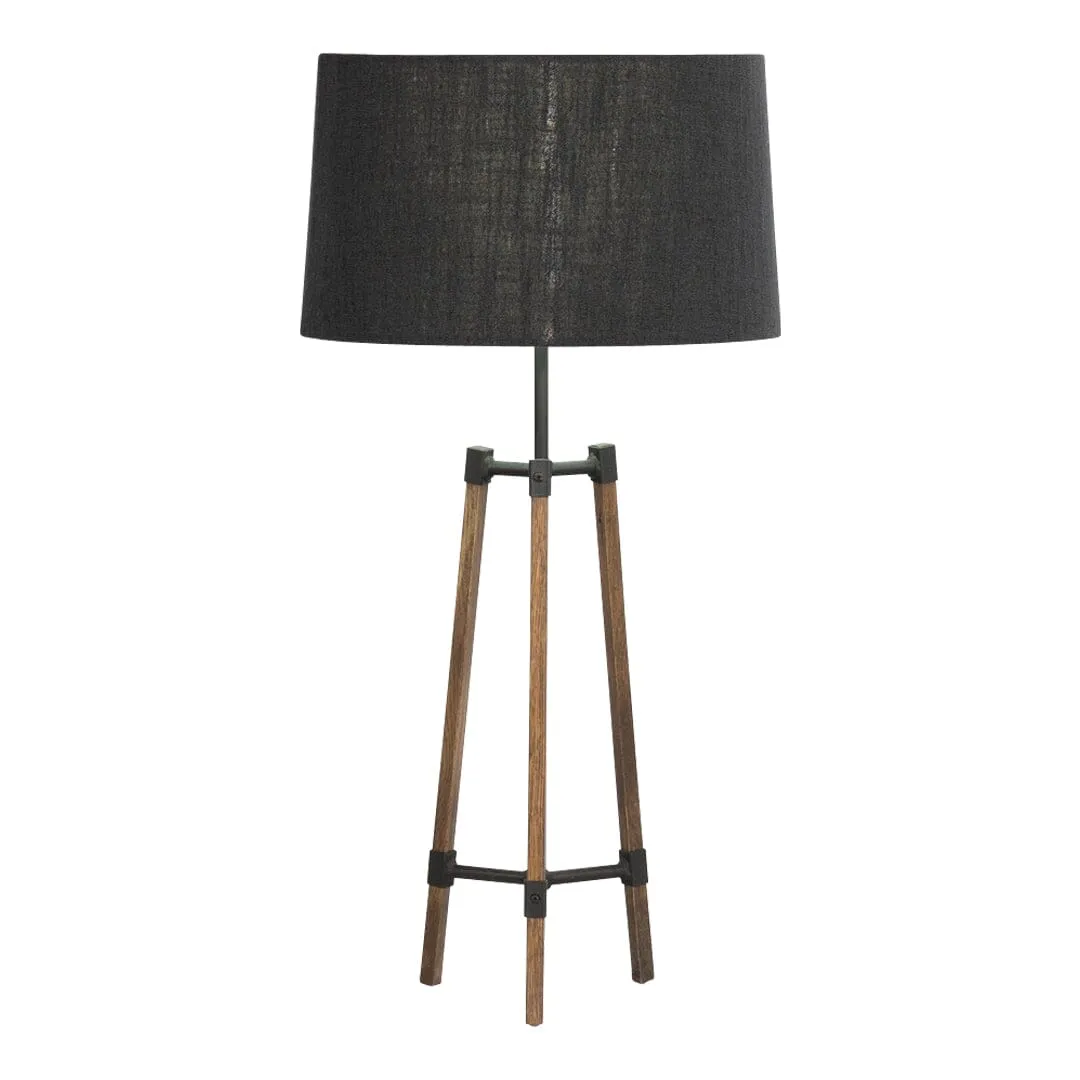 Avery Side Lamp (Charcoal Shade   Wood & Black Metal Body)