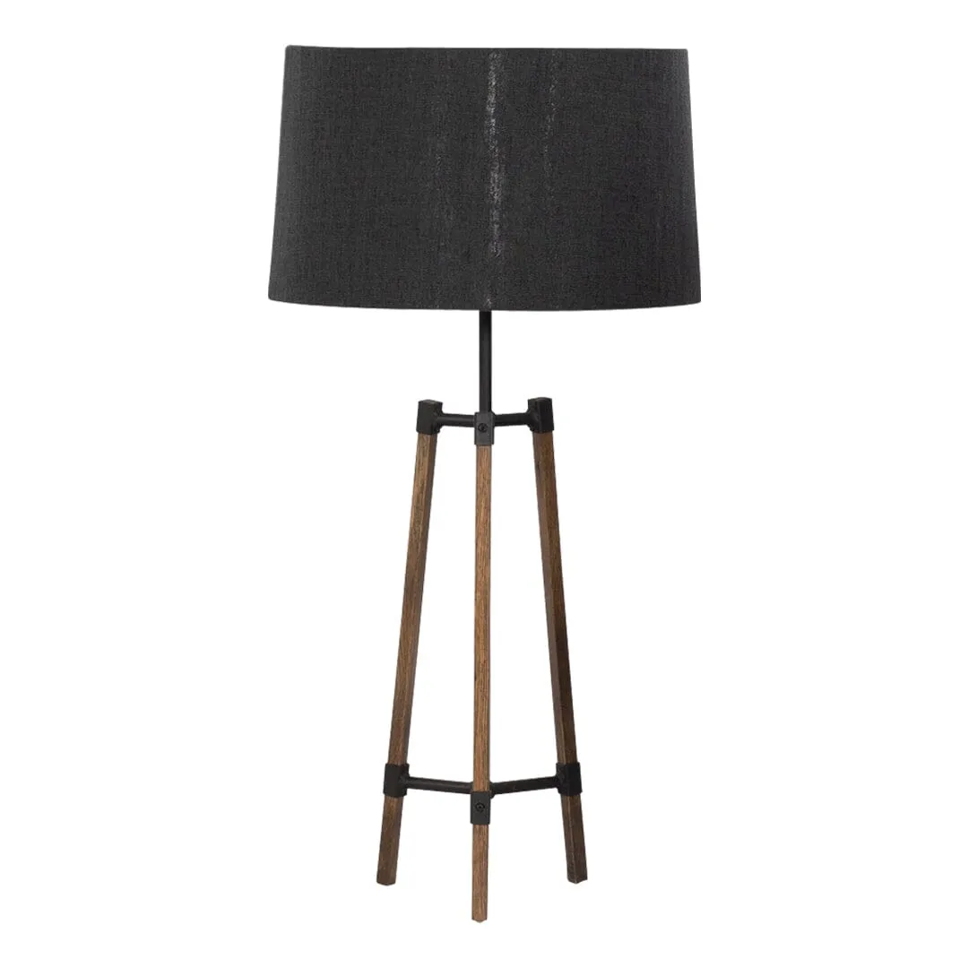 Avery Side Lamp (Charcoal Shade   Wood & Black Metal Body)