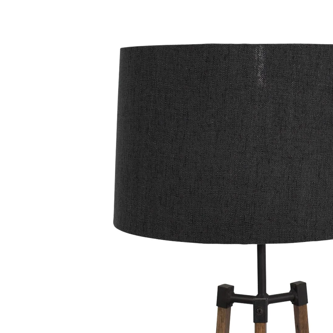 Avery Side Lamp (Charcoal Shade   Wood & Black Metal Body)