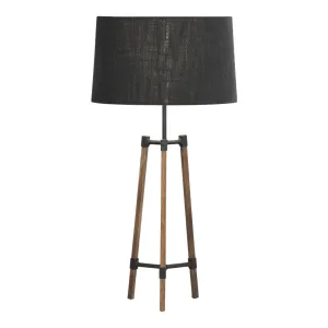 Avery Side Lamp (Charcoal Shade   Wood & Black Metal Body)