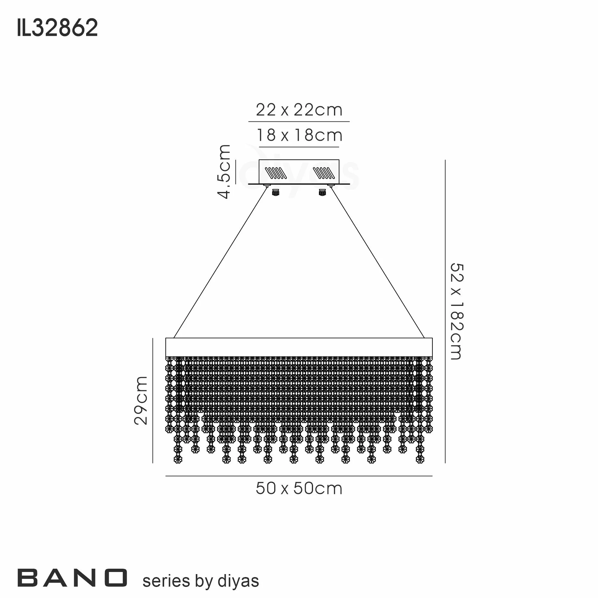 Bano LED Crystal Pendant - Various Finish