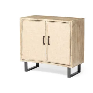 Bellefontaine Accent Cabinet Natural Wood | Cream Fabric