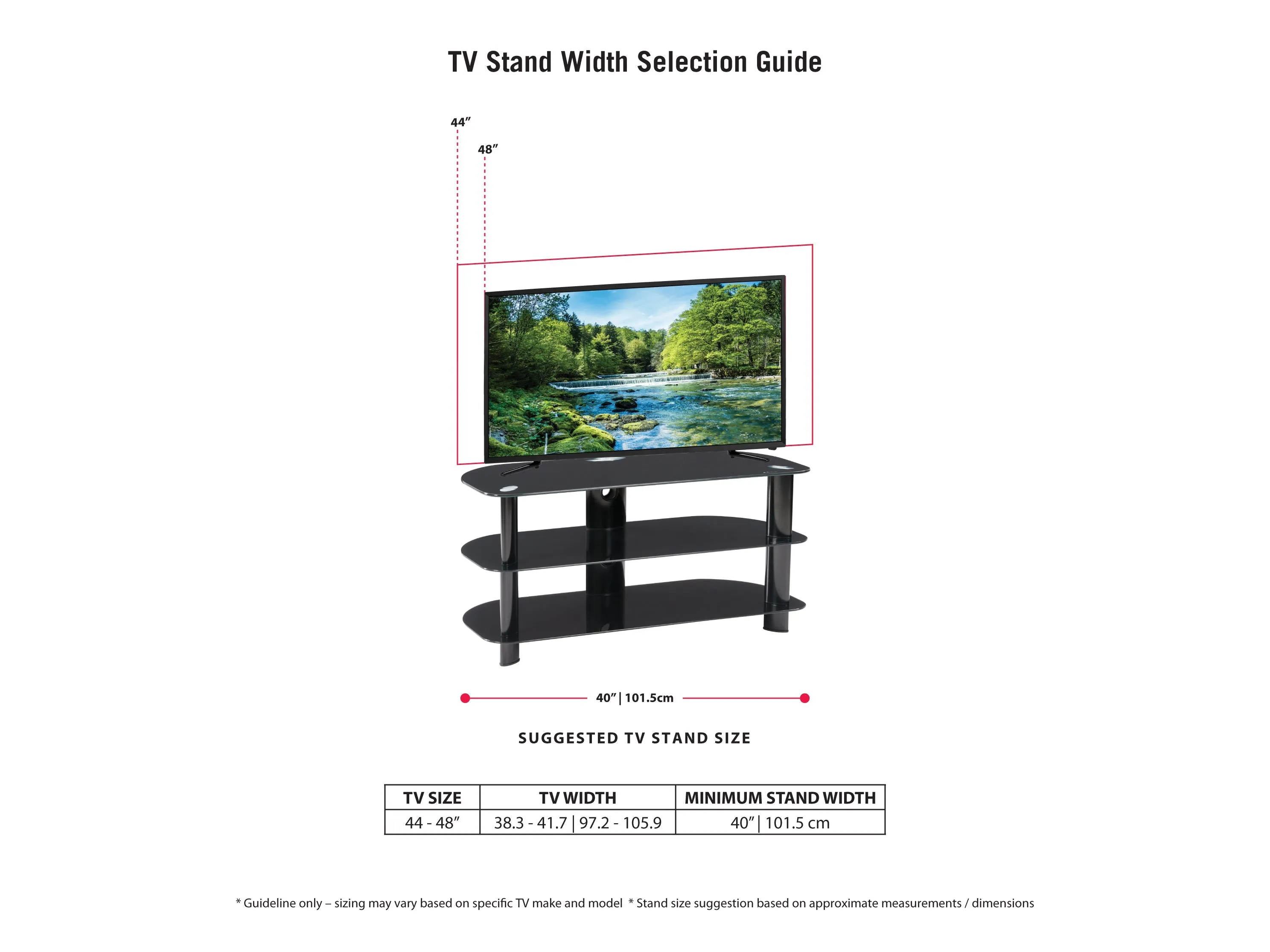 Black Glass TV Stand, TVs up to 48"