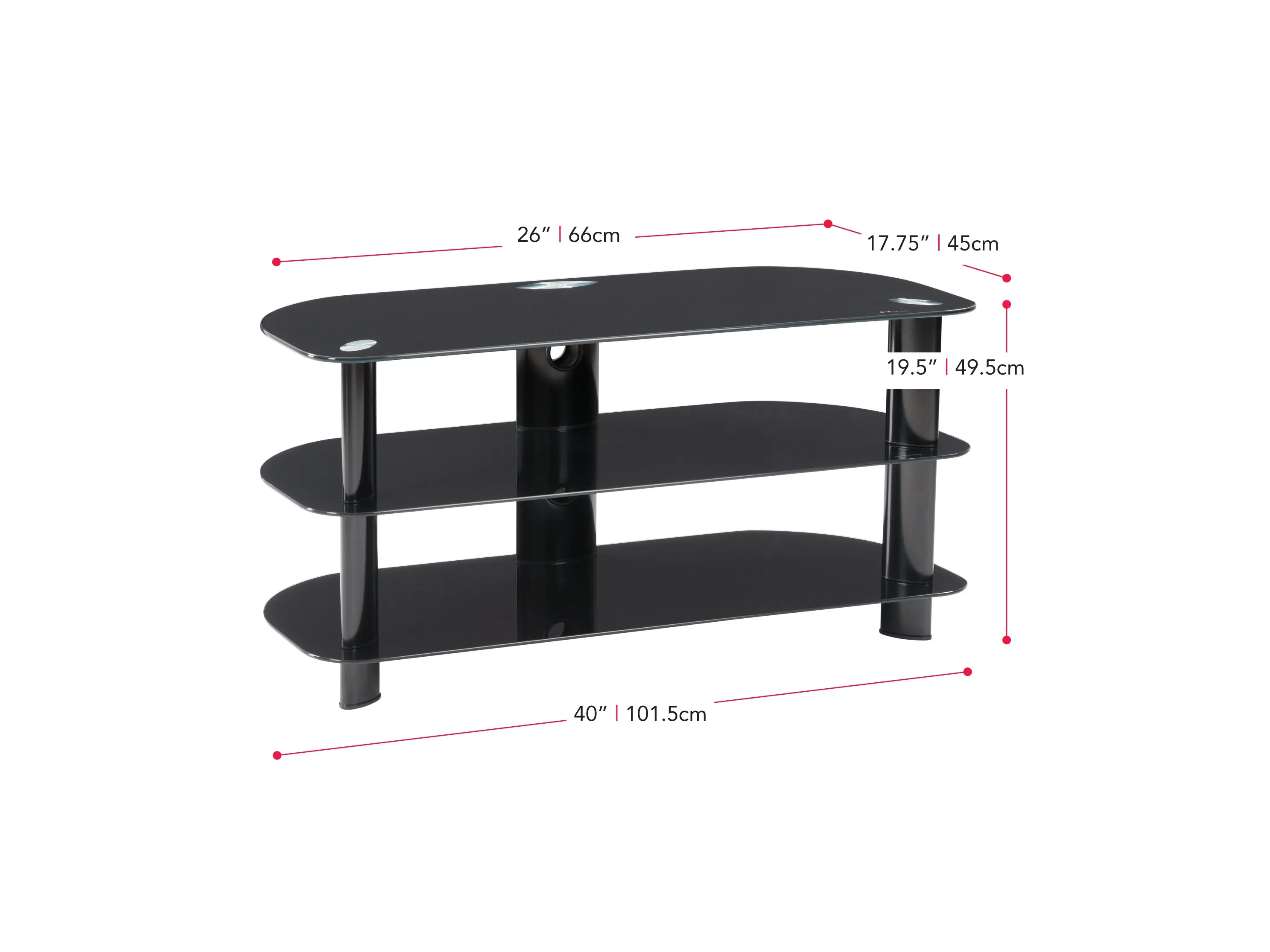 Black Glass TV Stand, TVs up to 48"