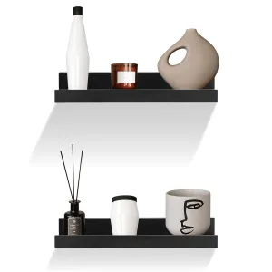 Black Wall Hanging Shelf 30 cm Pack 2