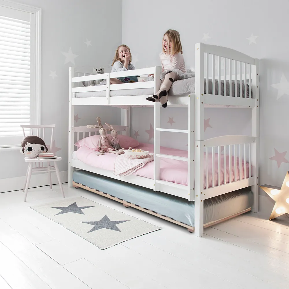 Brighton Bunk Bed with Asana Pull out Trundle in Classic White