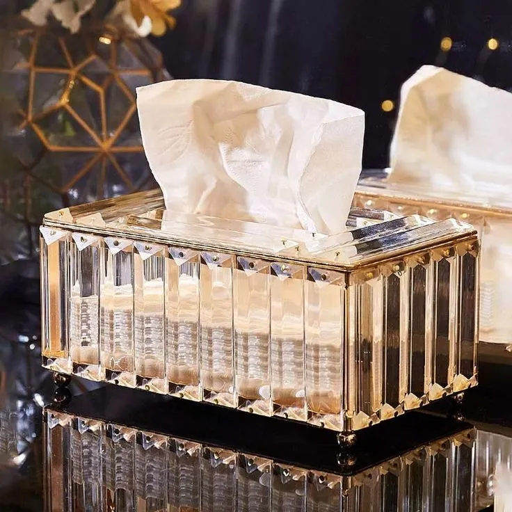 CRYSTAL GLASS TISSUE BOX