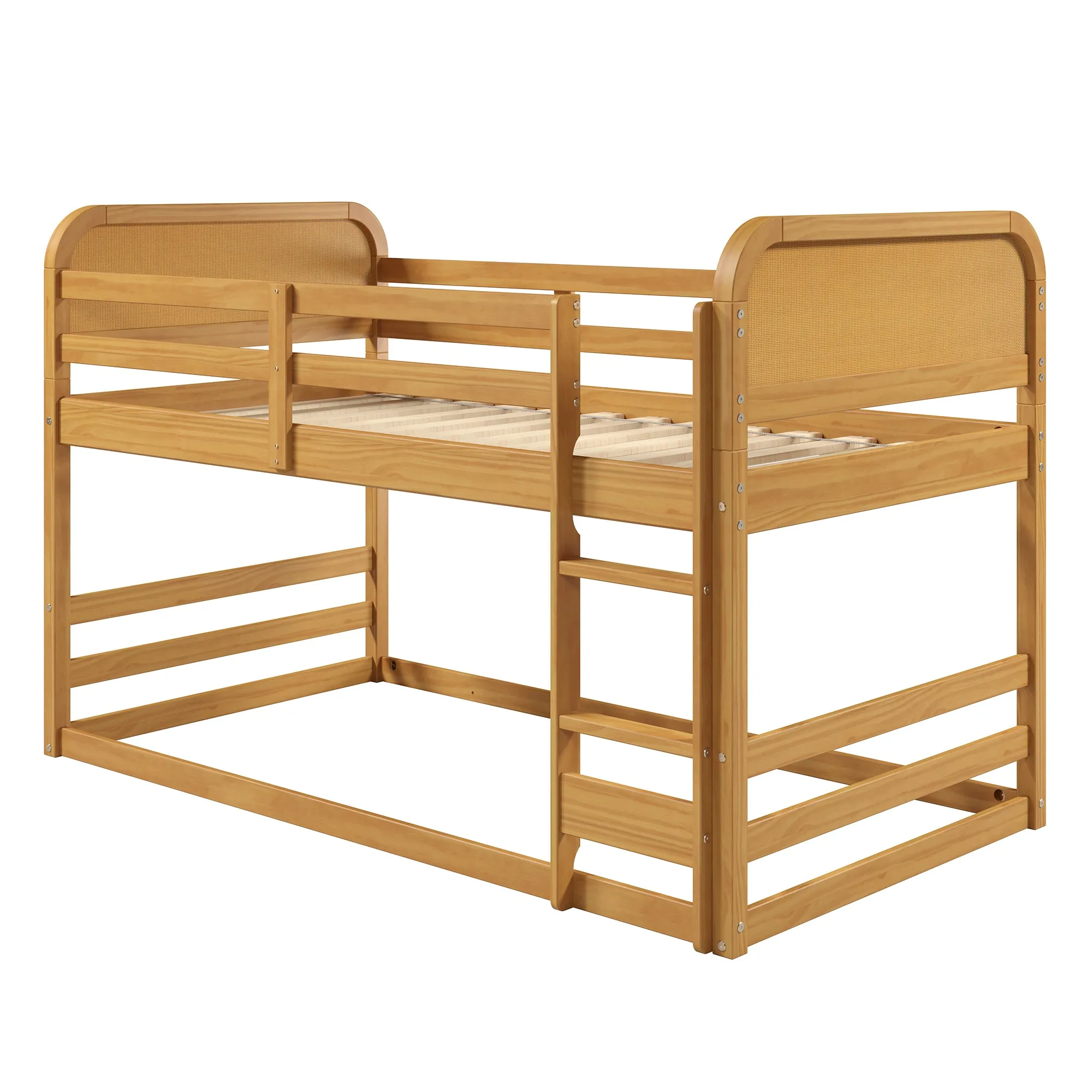 Curva Rattan Kids Solid Wood Bunk Bed Twin Bed - Natural
