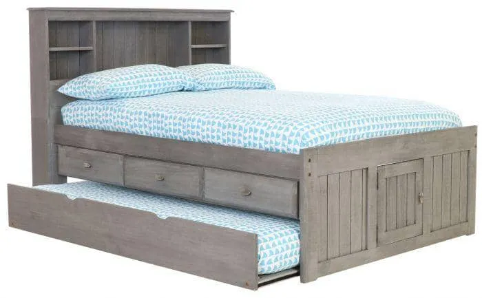 Elizabeth Gray Full Size Captains Bed with Storage Drawers