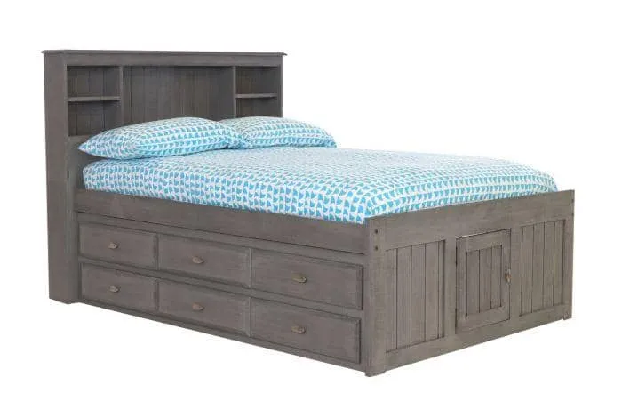 Elizabeth Gray Full Size Captains Bed with Storage Drawers