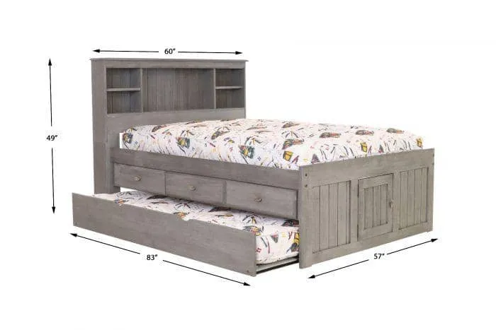 Elizabeth Gray Full Size Captains Bed with Storage Drawers