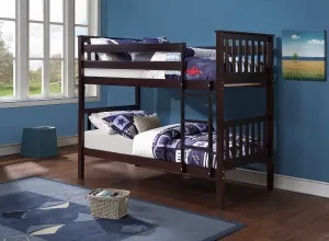 Espresso Wooden Single / Single Bunk Bed