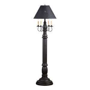 General James Floor Lamp Americana Black with Textured Black Tin Shade