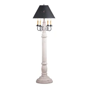 General James Floor Lamp Americana White with Textured Black Tin Shade