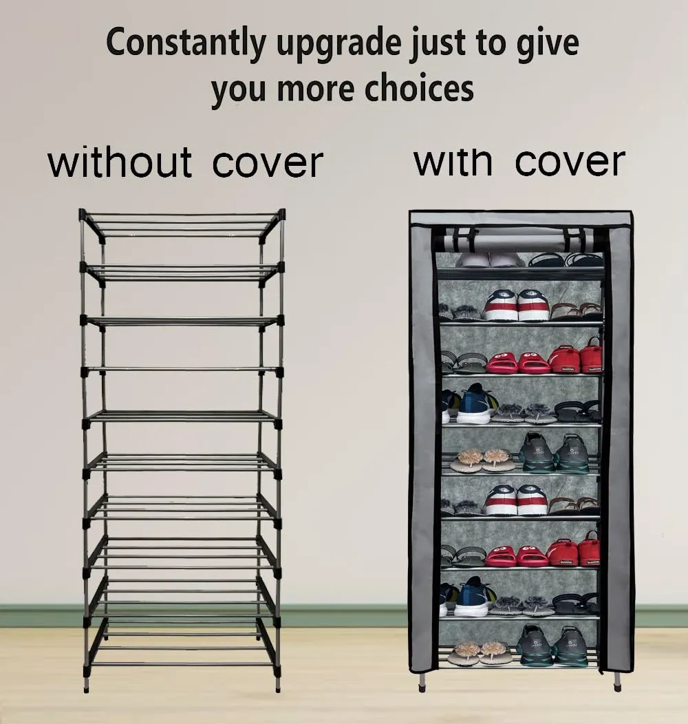 GlowSilk Multi-Purpose Shoe Rack - (9 Tier, Grey)(Metal)