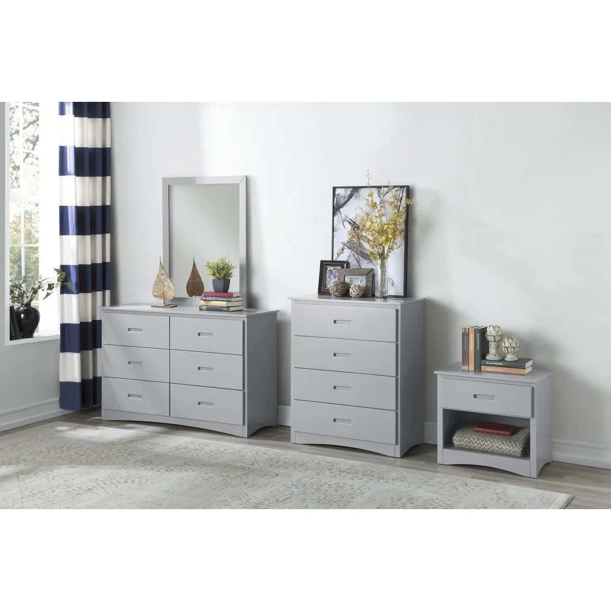 Grey Twin/Twin Solid Wood Bunkbed with Bedroom Furniture Options