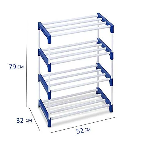 Growys Shoe Rack Premium Metal Shoe Rack Stackable and Durable, Easy to Assemble, Space Saving Shoe Rack Home Storage Organizer (Blue) (4 Shelves)