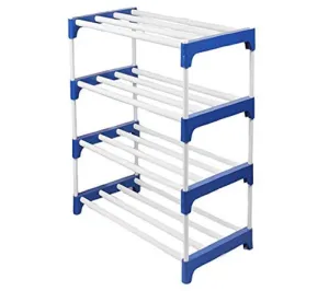 Growys Shoe Rack Premium Metal Shoe Rack Stackable and Durable, Easy to Assemble, Space Saving Shoe Rack Home Storage Organizer (Blue) (4 Shelves)