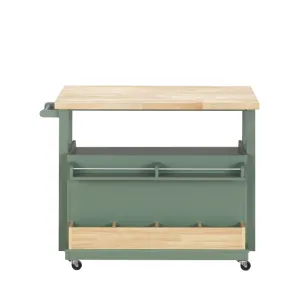 Harper Natural & Green Kitchen Cart