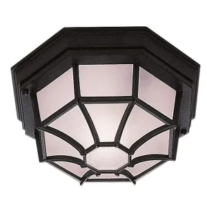 Hexagonal Flush Outdoor Light With White Sanded Glass