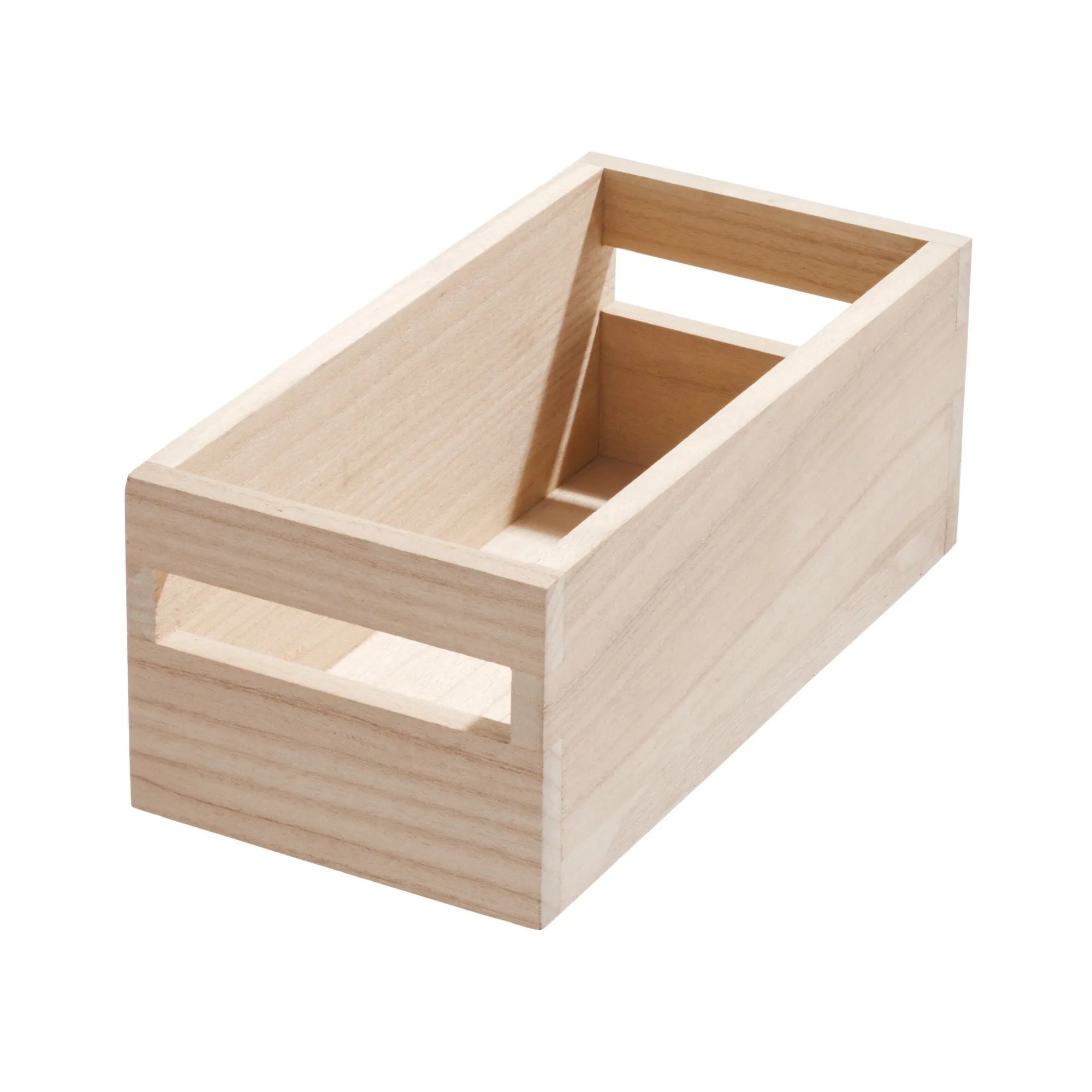 iDesign EcoWood Natural Paulownia Wood Storage Bin with Handles