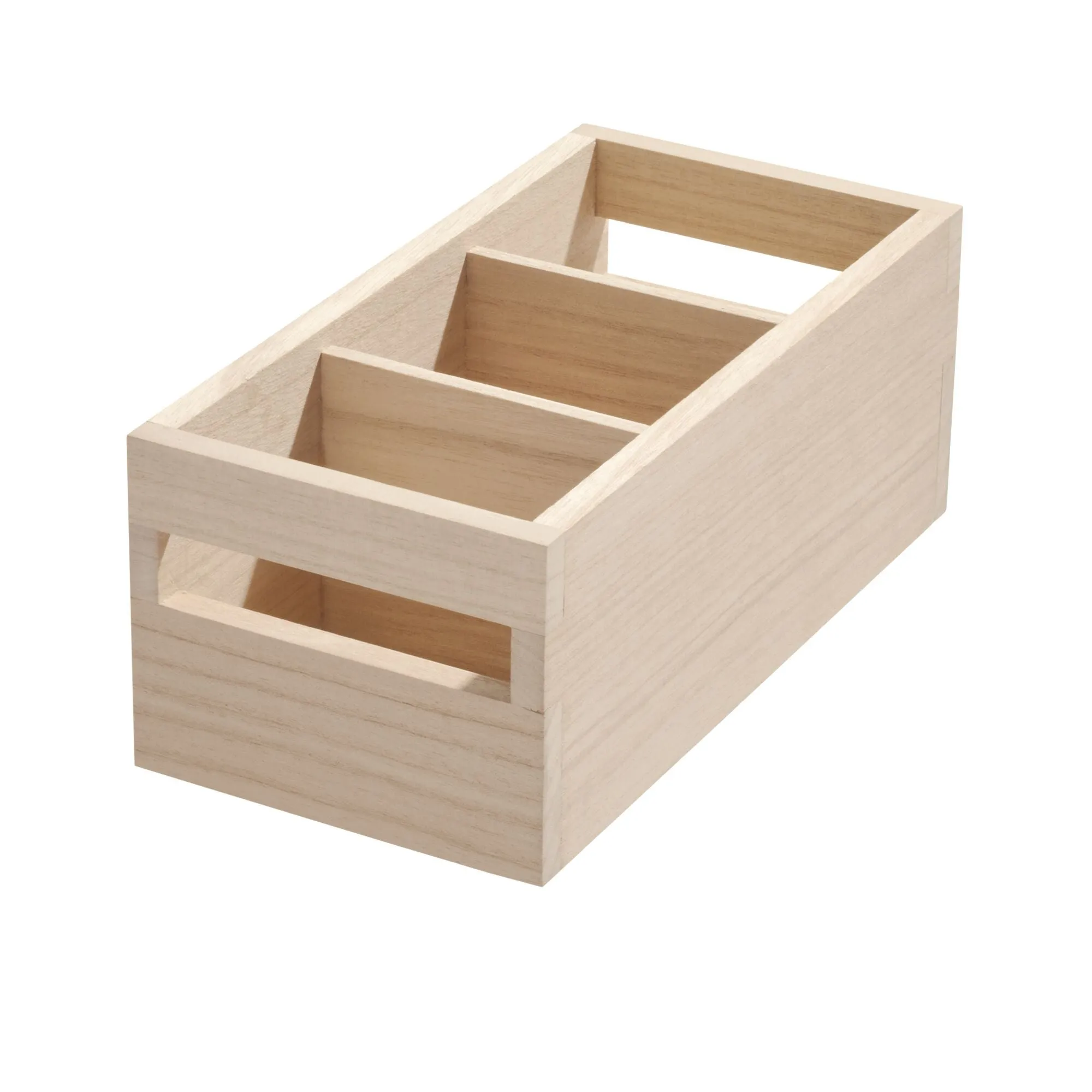 iDesign EcoWood Natural Paulownia Wood Storage Bin with Handles