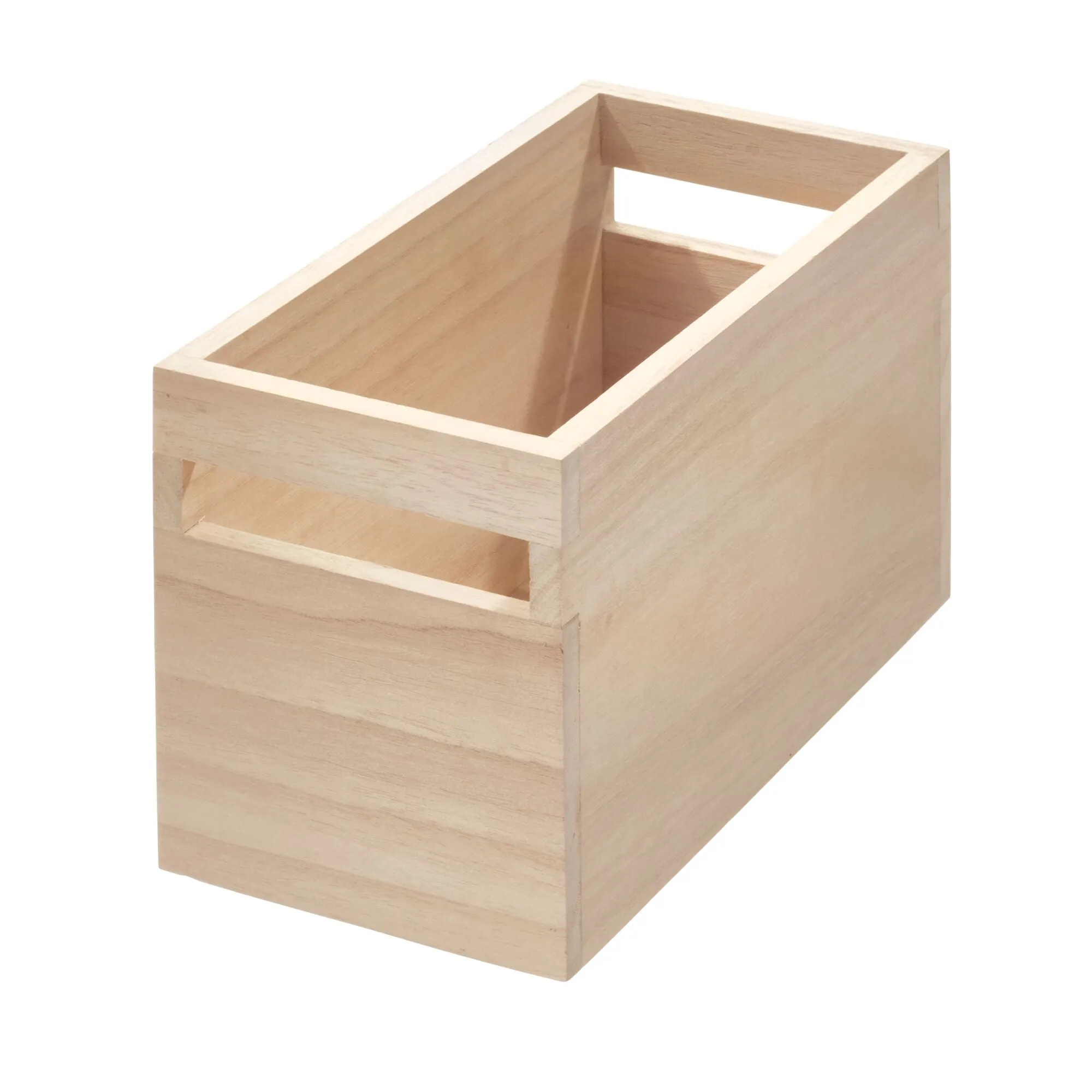 iDesign EcoWood Natural Paulownia Wood Storage Bin with Handles