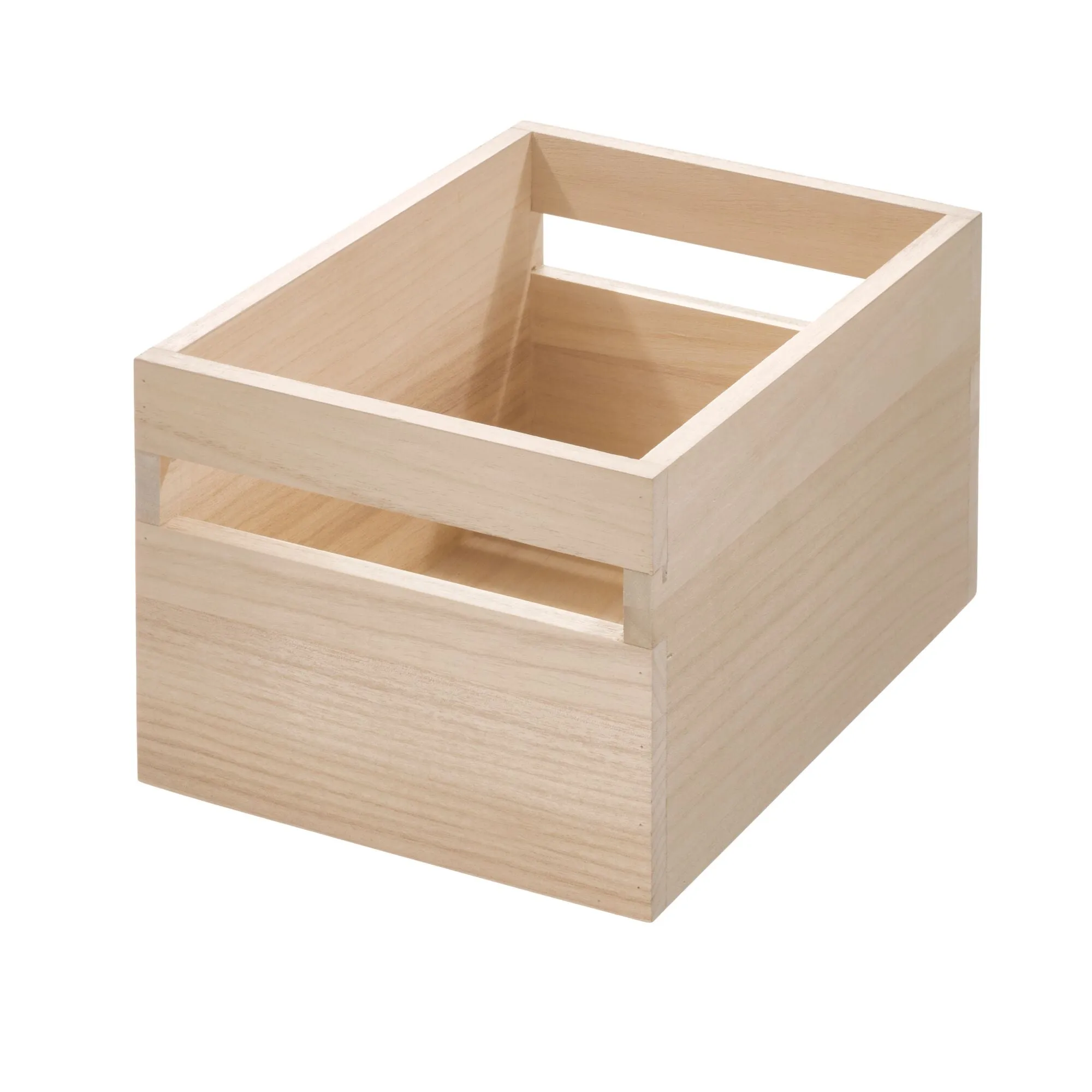 iDesign EcoWood Natural Paulownia Wood Storage Bin with Handles