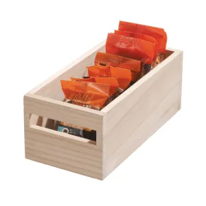 iDesign EcoWood Natural Paulownia Wood Storage Bin with Handles