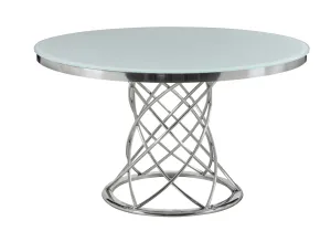 Irene Round Glass Top Dining Table White And Chrome